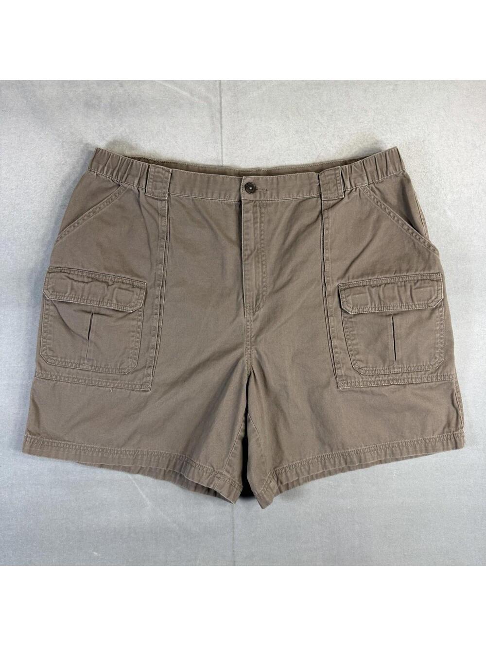 Croft & Barrow Cargo Shorts Mens 42 Brown Elastic Waist 7" Inseam